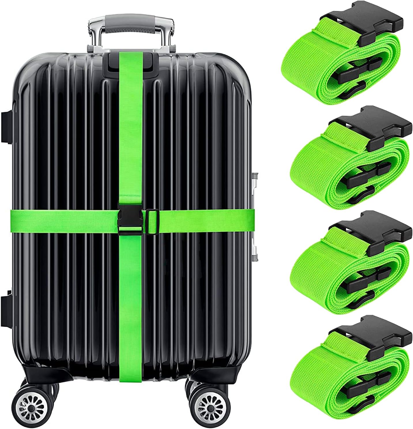 4 Pack Luggage Straps Suitcase, Travel Adjustable Bag Straps Adjustable