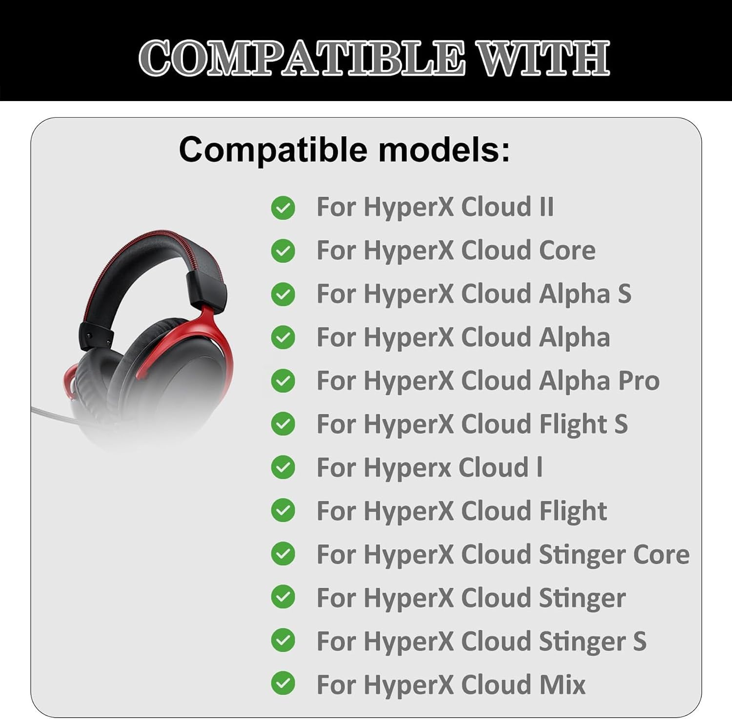 HyperX Cloud 2 Earpad Ice Silk Cloud Alpha Ear Pad, Upgrade Protein Leather Ear Cushion Replacement for HyperX Cloud Stinger/Cloud Flight/CloudX/Cloud II/Cloud III/Cloud Core/Mix Headset（White Print）