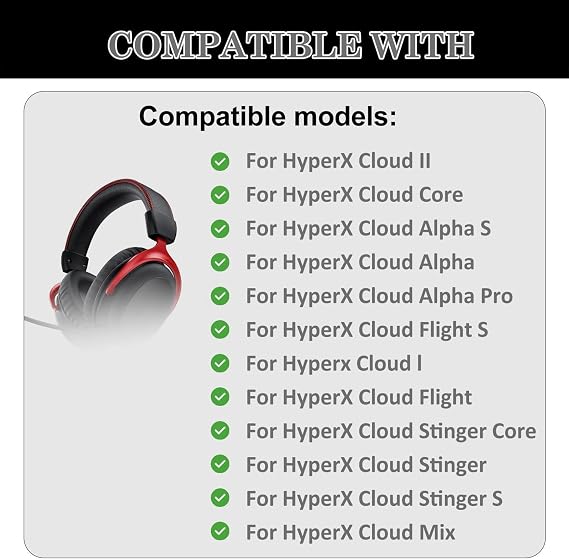 HyperX Cloud 2 Earpad Ice Silk Cloud Alpha Ear Pad, Upgrade Protein Leather Ear Cushion Replacement for HyperX Cloud Stinger/Cloud Flight/CloudX/Cloud II/Cloud III/Cloud Core/Mix Headset(White Print)