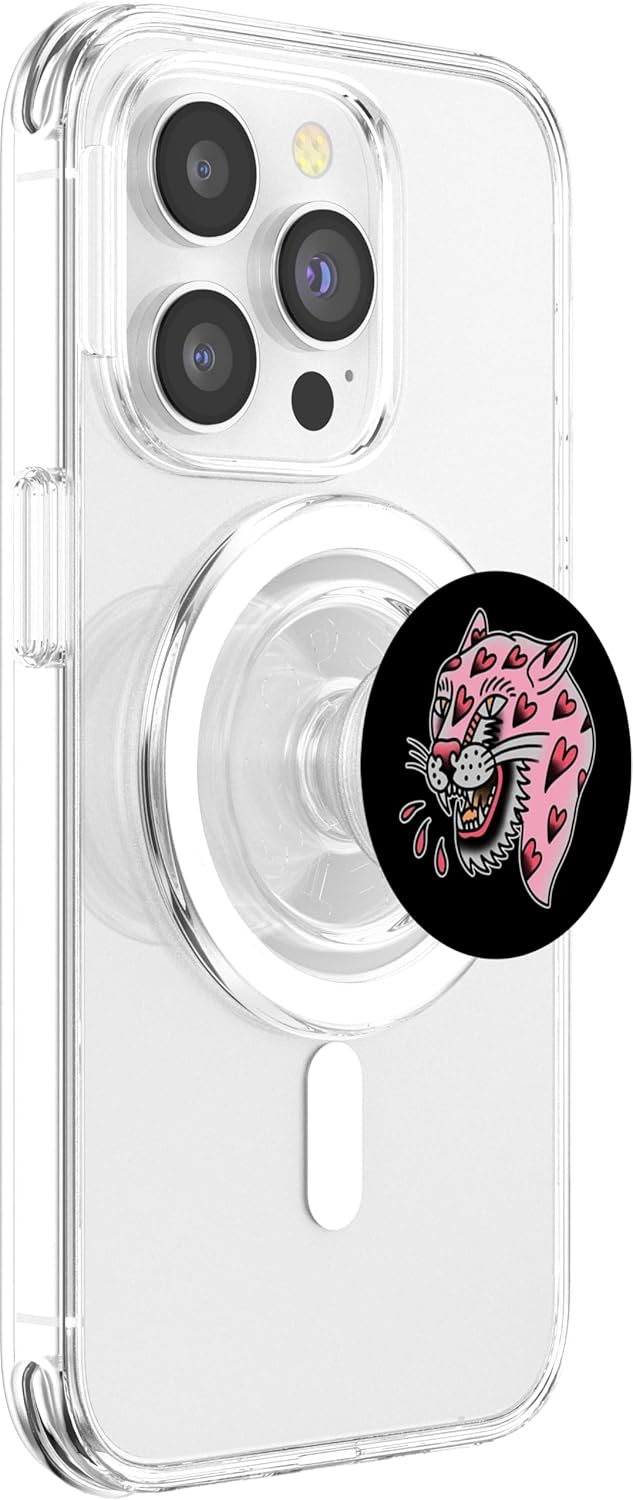 Panther Pink x Heart Love Traditional Flash PopSockets PopGrip for MagSafe