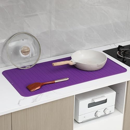 Miniatura 166 de Tapete de silicona para secado de platos para múltiples usos, fácil de limpiar, ecológico, resistente al calor, tapete de silicona para encimera
