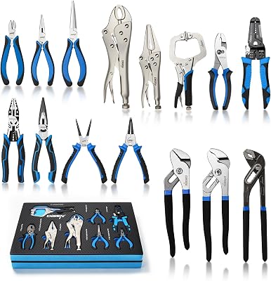 DISEN Pliers Set 15 Pieces Full Assortment of Plier with EVA