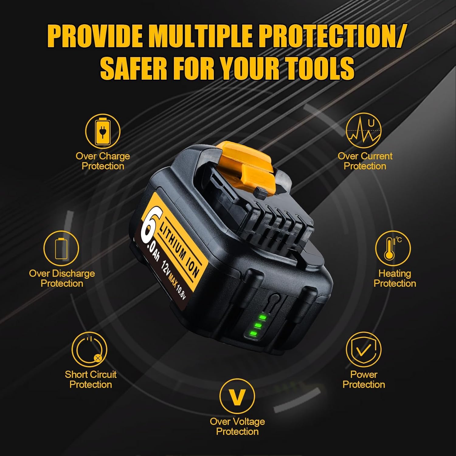 6000mAh DCB120 Replacement for Dewalt 12V Max Lithium ion Battery Compatible with Dewalt 12 Volt Max DCB124 DCB126 DCB127 DCB122 DCB125 and Charger 2 Packs