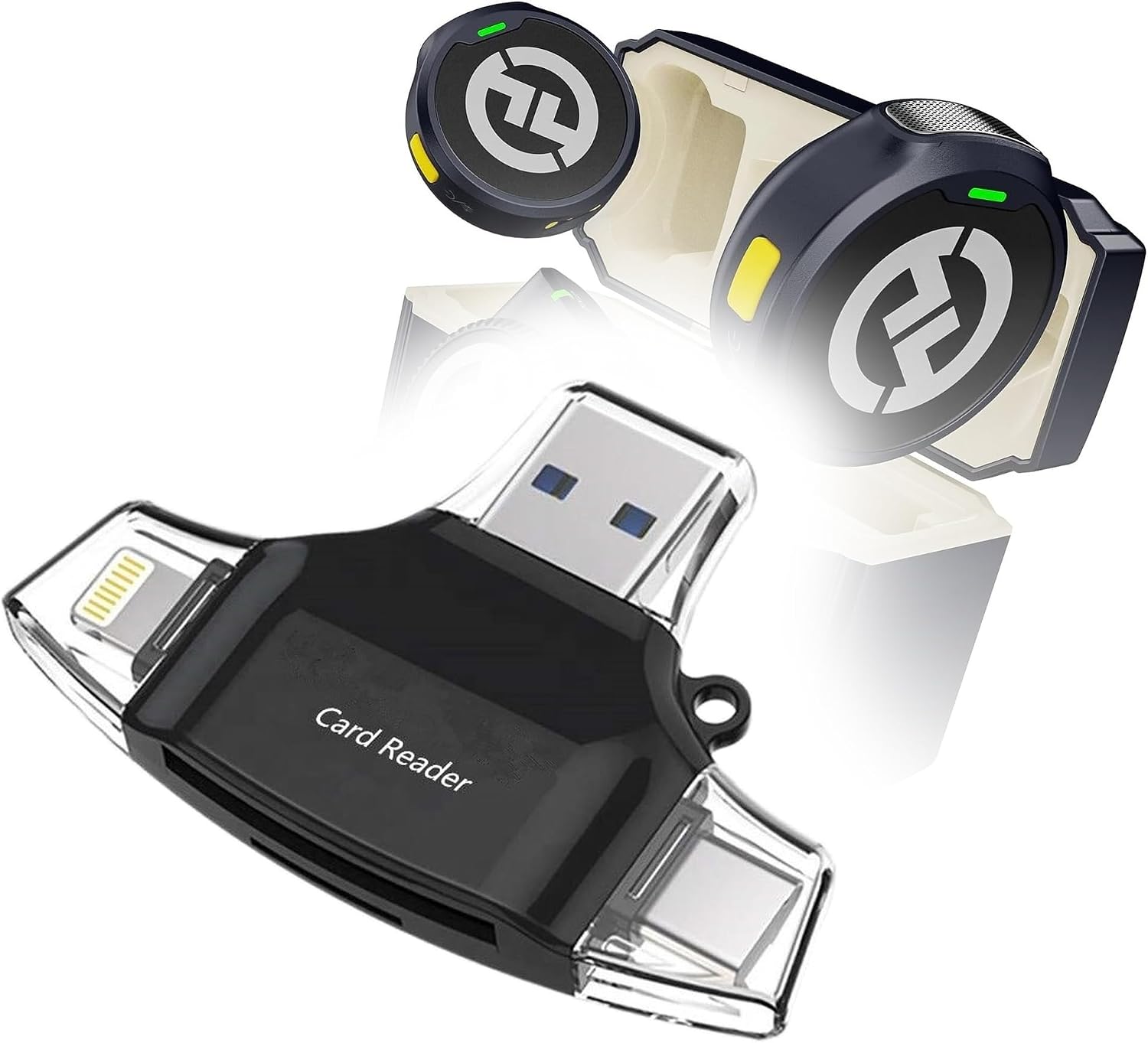 BoxWave Smart Gadget Compatible with Hollyland Lark M2 - AllReader SD Card Reader, microSD Card Reader SD Compact USB - Jet Black