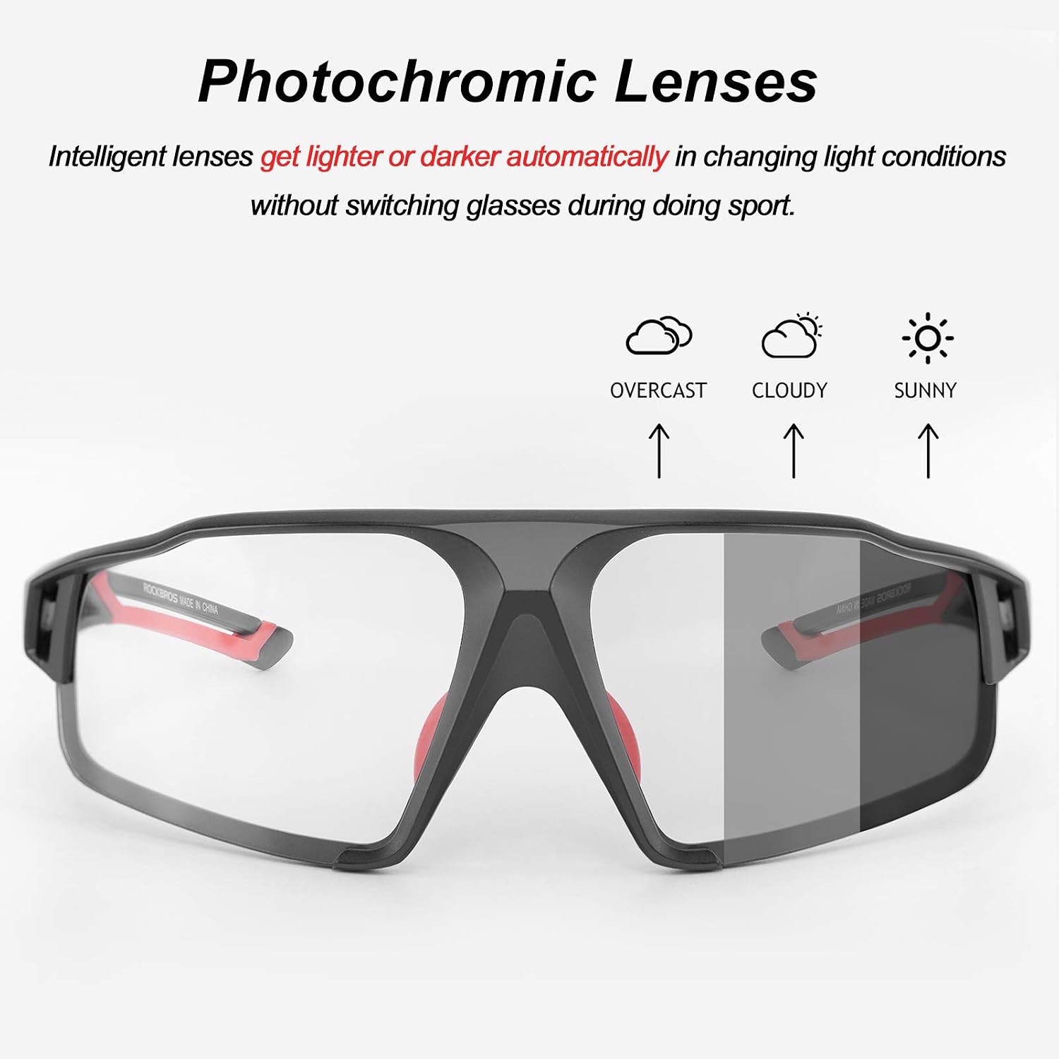 ROCKBROS Cycling Glasses Photochromic Glasses UV 400 Protection Sunglasses Sports Glasses for Cycling Fishing Golf Running Men Women - Image 4