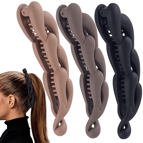 3 pinzas para el pelo de plátano para mujer, horquilla de doble peine vintage de los años 90, accesorios antideslizantes para cabello grueso, fino,