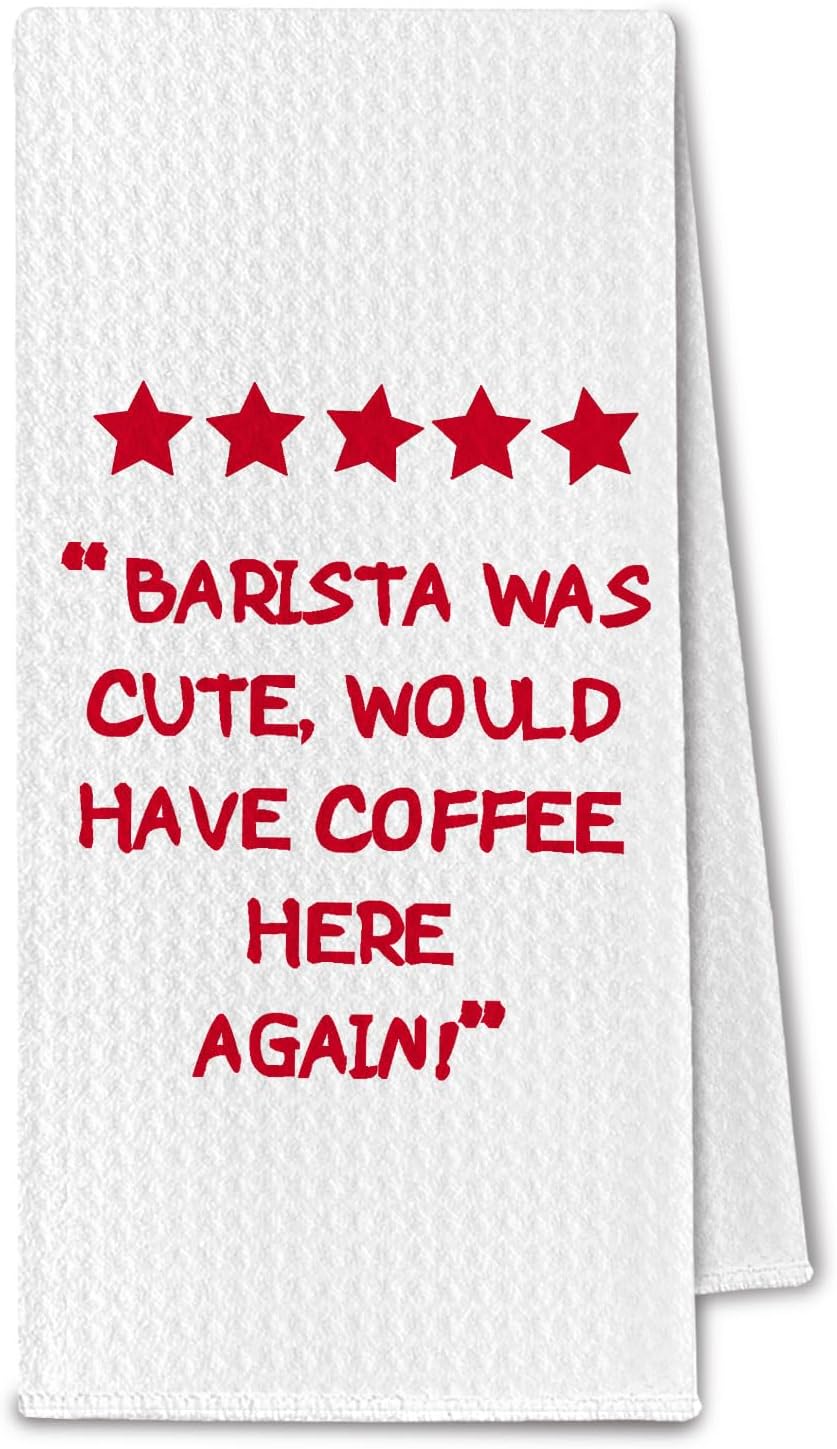 Coffee Kitchen Towels, Coffee Lover Gifts Dish Tea Towels Drying Cloth for Kitchen Cafe Shop Station Bar Decor, Gifts for Caffeine Enthusiasts Hand Towels, 16x24 Inch Set of 4