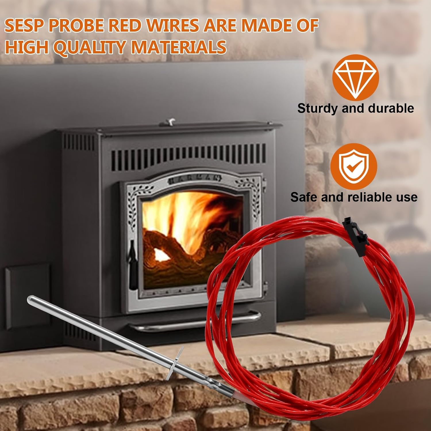 Hiorucet 3-20-00844 Red ESP Thermistor Probe & 3-20-00906 Sensor Thermostat Probe for Harman Pellet Stove Accentra FS, Accentra Insert, P38, P61, P61A, P68, PB105 Boiler, PC45, PF100 Furnace, XXV