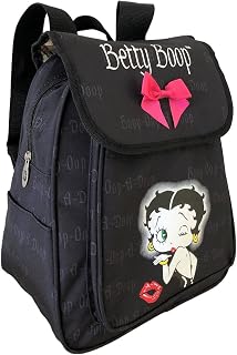 Betty Boop Canvas Backpack with Ribbon: 13 inches height (Black: Wink)