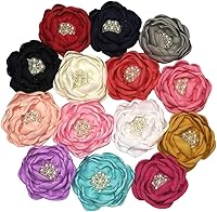 Libiline 14pcs 2-Inch Chiffon Ribbon Flowers with Bead Centers - Mixed Colors for Hair Clips, Headbands, Weddings & Crafts