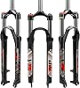 26/27.5/29 MTB Suspension Fork Travel 100mm, 28.6mm Straight Tube QR 9mm Crown Lockout Aluminum Alloy XC Mountain Bike Front Forks