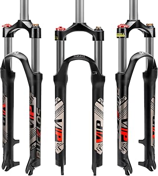 26 27.5 29 MTB Fork Suspension Travel 100mm Straight Tube QR 9mm | Crown Lockout Aluminum Alloy XC Mountain Bike Front Forks Shock Absorber Replacement Accessories for Road Trail Riding