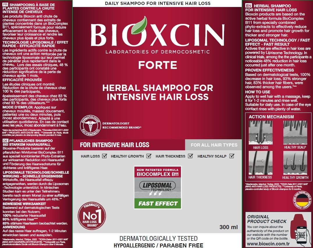 Hair Loss Shampoo Daily Care Treatment for Men &Women, Sensitive Scalp Formula Herbal Shampoo for Hair Growth, Complete Care Thickening & Nourishing Conditioner Intensive Hair Loss 300ml Red