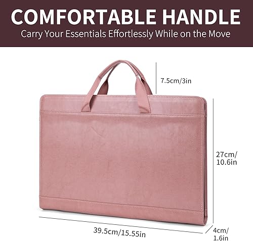 Miniatura 3 de Cartera de cuero vegano con asa y portapapeles, bloc legal (8.5 x 14 pulgadas), portafolio de cuero con cremallera, 8 ranuras para tarjetas,