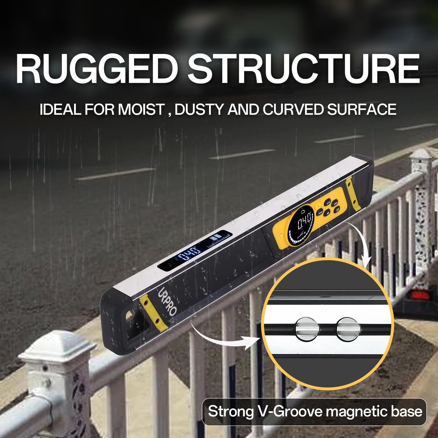 Inclinometer, Top View Screen Digital Torpedo Level and Protractor Neodymium V-Groove Magnets Display Smart Level IP54