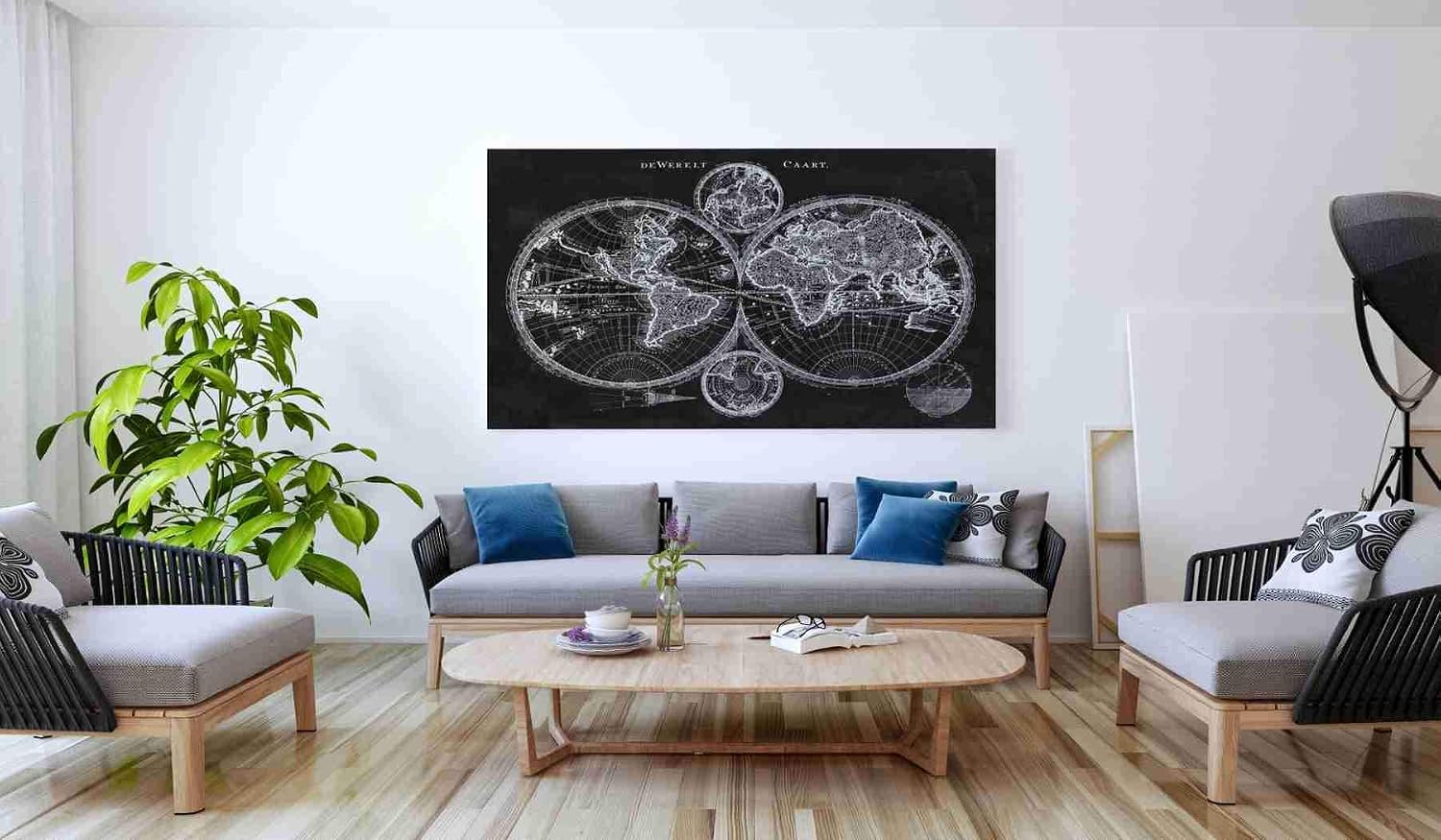Epic Graffiti 'Charcoal World Map' by Studio W Canvas Wall Art, 60"x40"