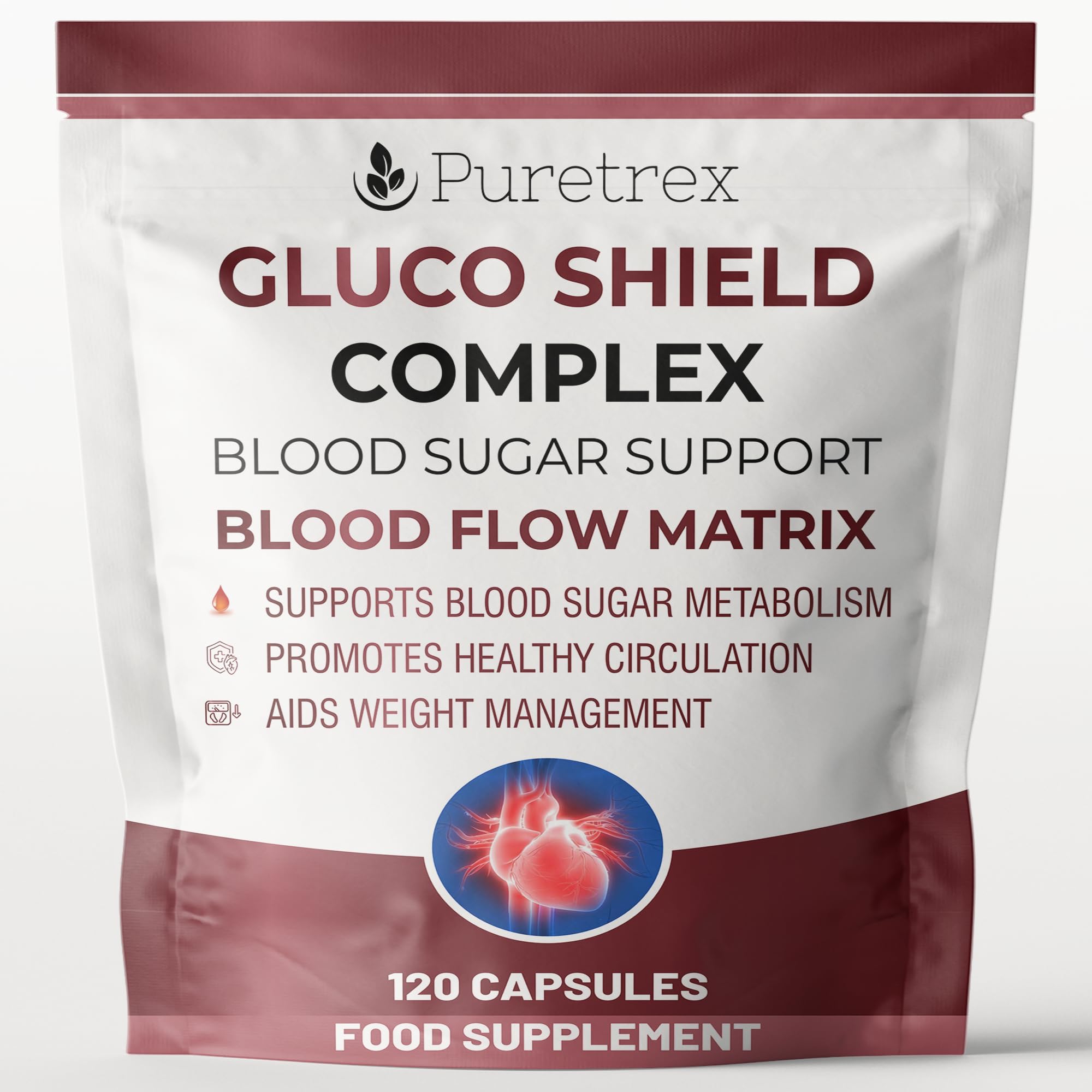 Blood Sugar Support Supplement, Gluco Shield Complex with Berberine, Bitter Melon, Alpha Lipoic Acid & Cinnamon, Supports Glucose Metabolism, Circulation & Weight Management, 120 Capsules