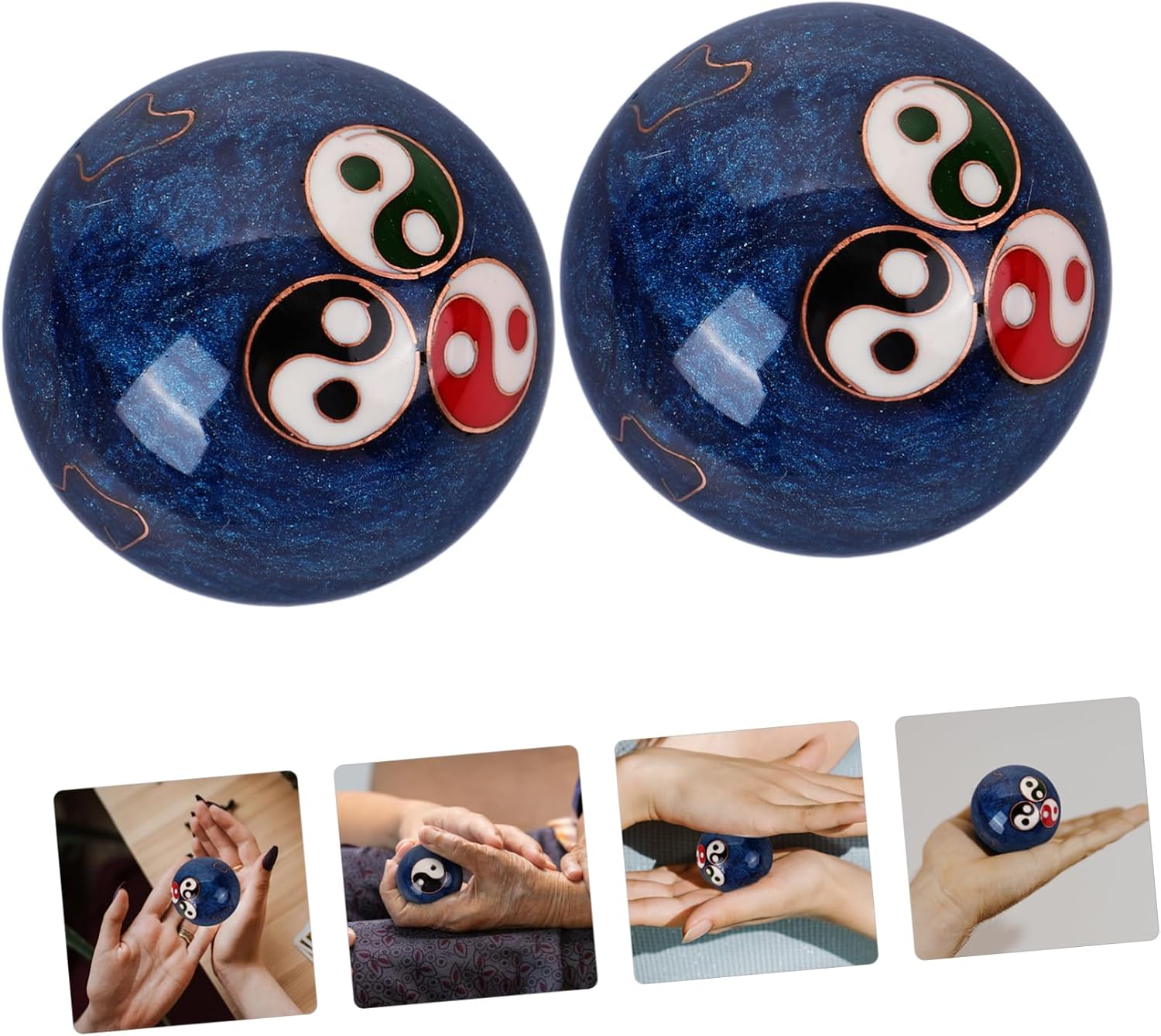 OUNONA 2Pcs Baoding Hand Exercise Balls Yin Design for Relief and Muscle Relaxation for Hand Therapy and Meditation Compact for Easy Carrying