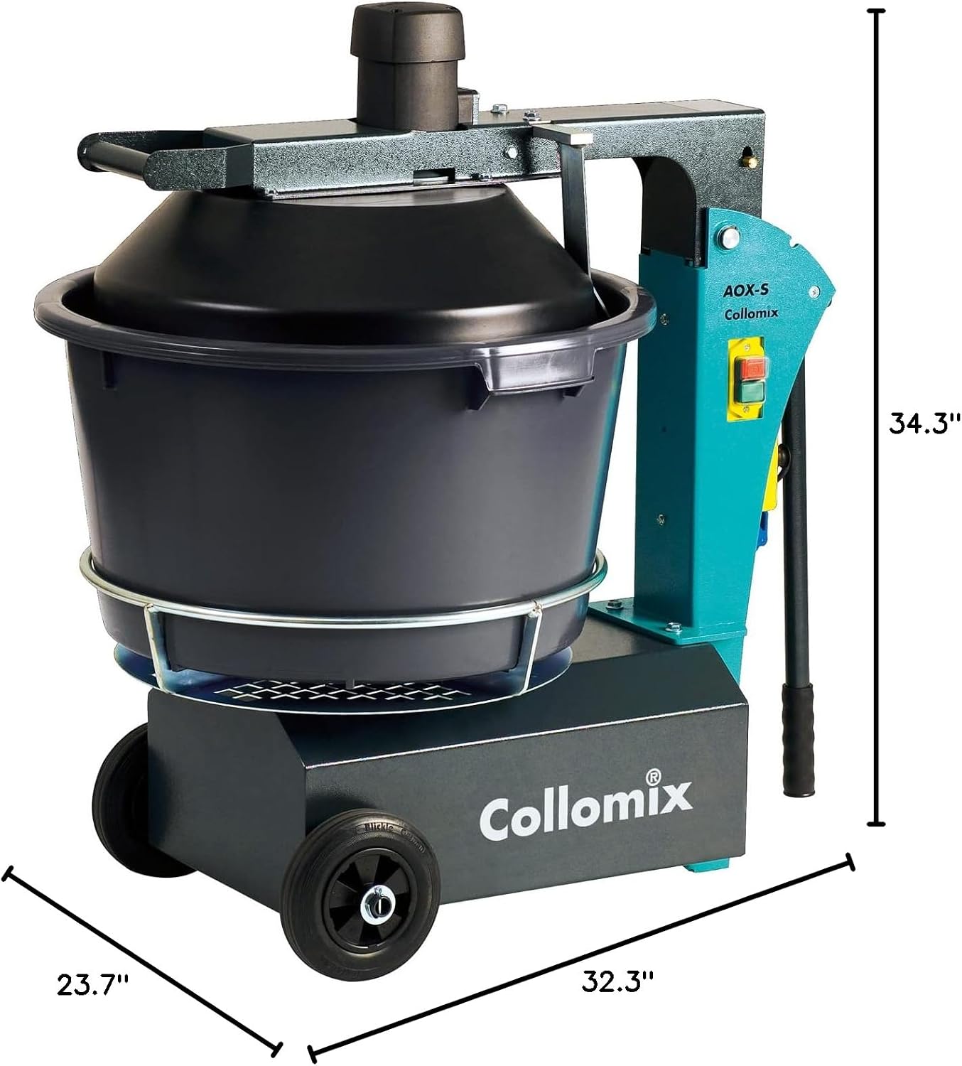 COLLOMIX Automatic Material Mixer - 10.5 Gallon Capacity High-Speed Counter Rotating Mixer with Rim Scraper & Paddle - AOX-S