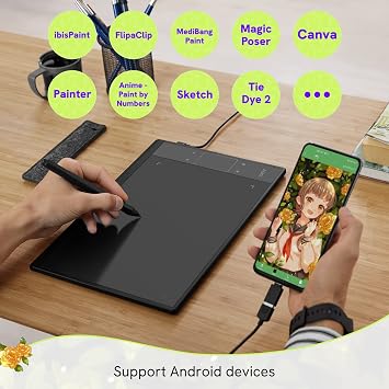 VEIKK A30 Drawing Tablet, 10x6 Inch Graphics Tablet with 8192 Levels Battery-Free Stylus Pen, 4 Touch Keys, 1 Touch Pad, Compatible with Mac/Windows/Android/Linux, Ideal for Digital Art