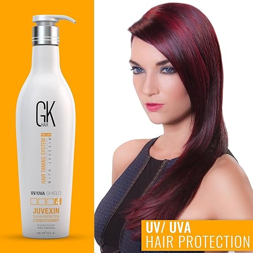 Vista 4 de GK HAIR Global Keratin Colored Shield Acondicionador (22 onzas líquidas/22.0 fl oz) – Protección térmica térmica de limpieza profunda para cabello