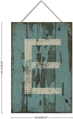Vista 470 de Letrero colgante de madera con letra A, letrero de madera, decoración del hogar, 26 letras del alfabeto de metal, placa de madera, decoración