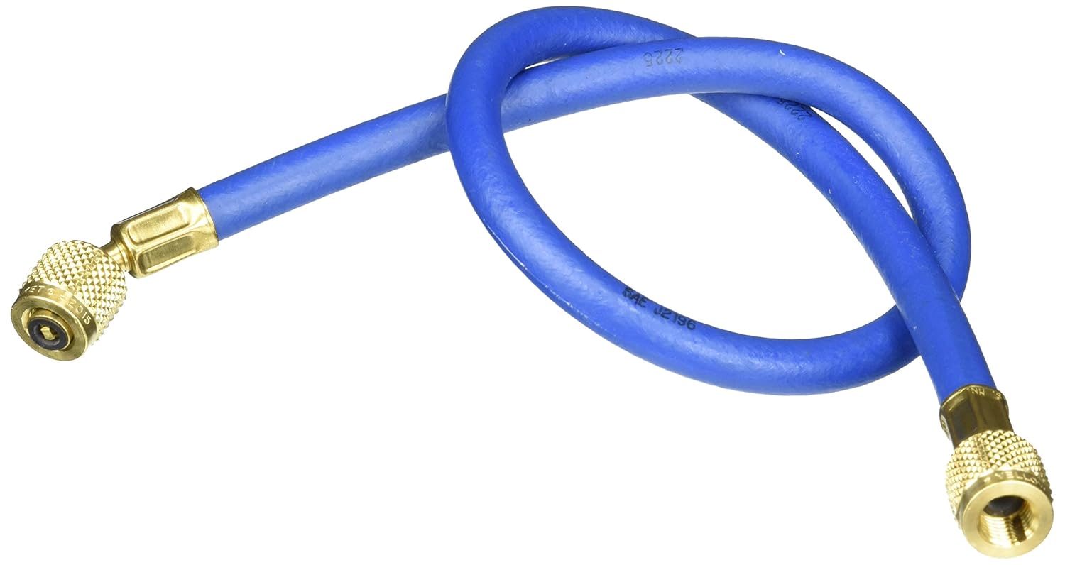 Yellow Jacket 21224 Plus II Hose Standard 1/4" Flare Fittings, 24", Blue