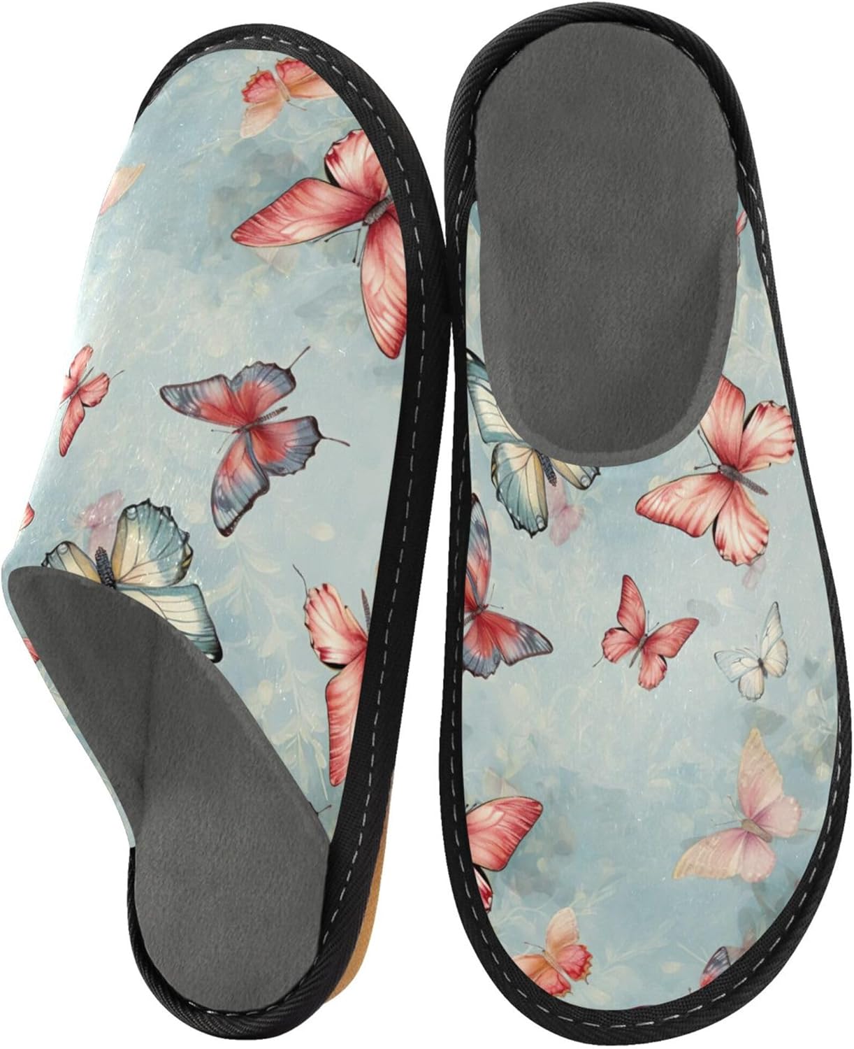 Butterfly House Slippers – Cozy Fuzzy Slippers for Guests, Washable & Disposable, Perfect for Shoeless Home, Spa & Hotel Use A111808