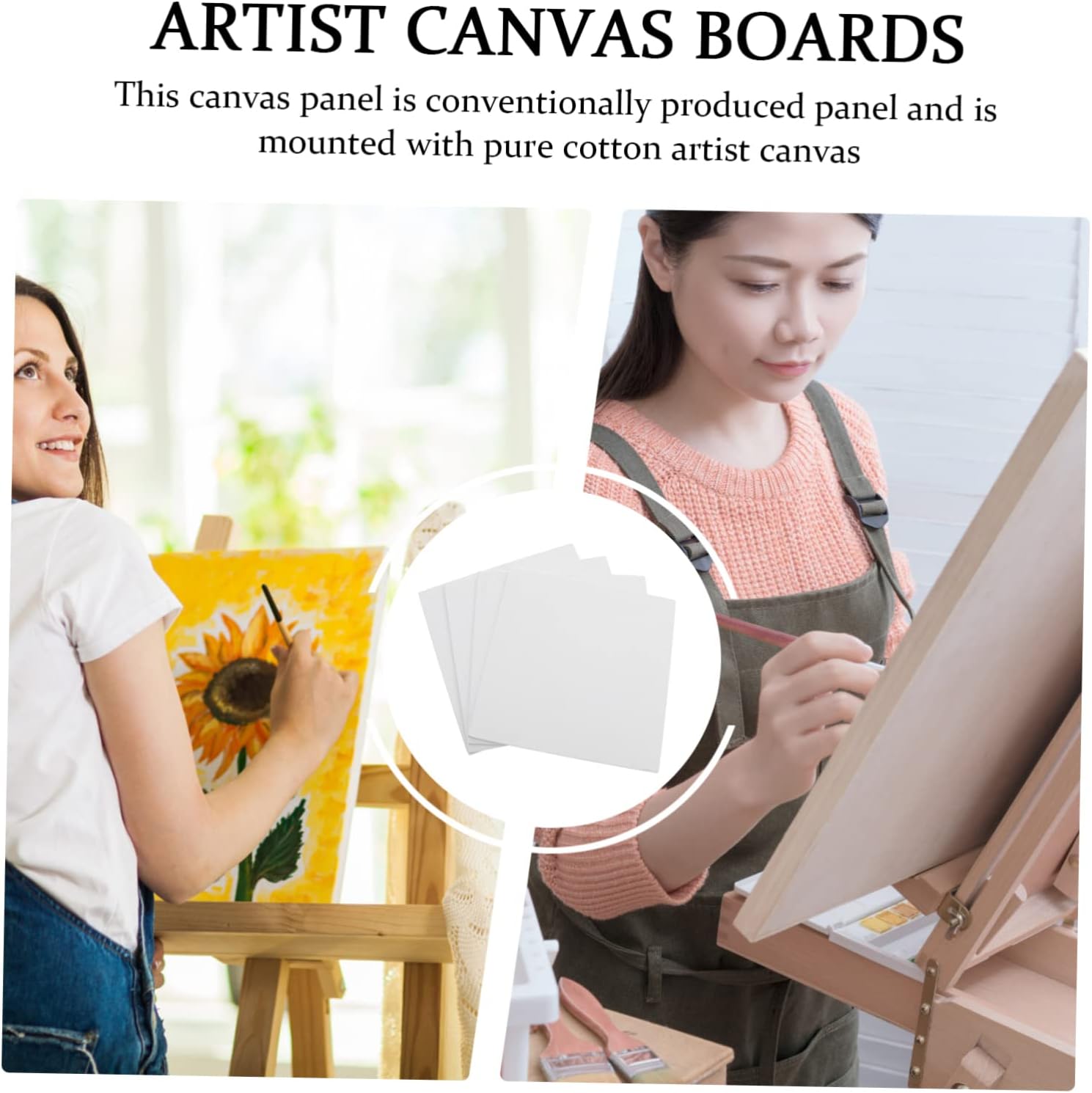 4pcs Artist Canvas Panels Canvases Thin Canvases for Painting Drawing Boards White Stretch Canvas Archival Painting Boards