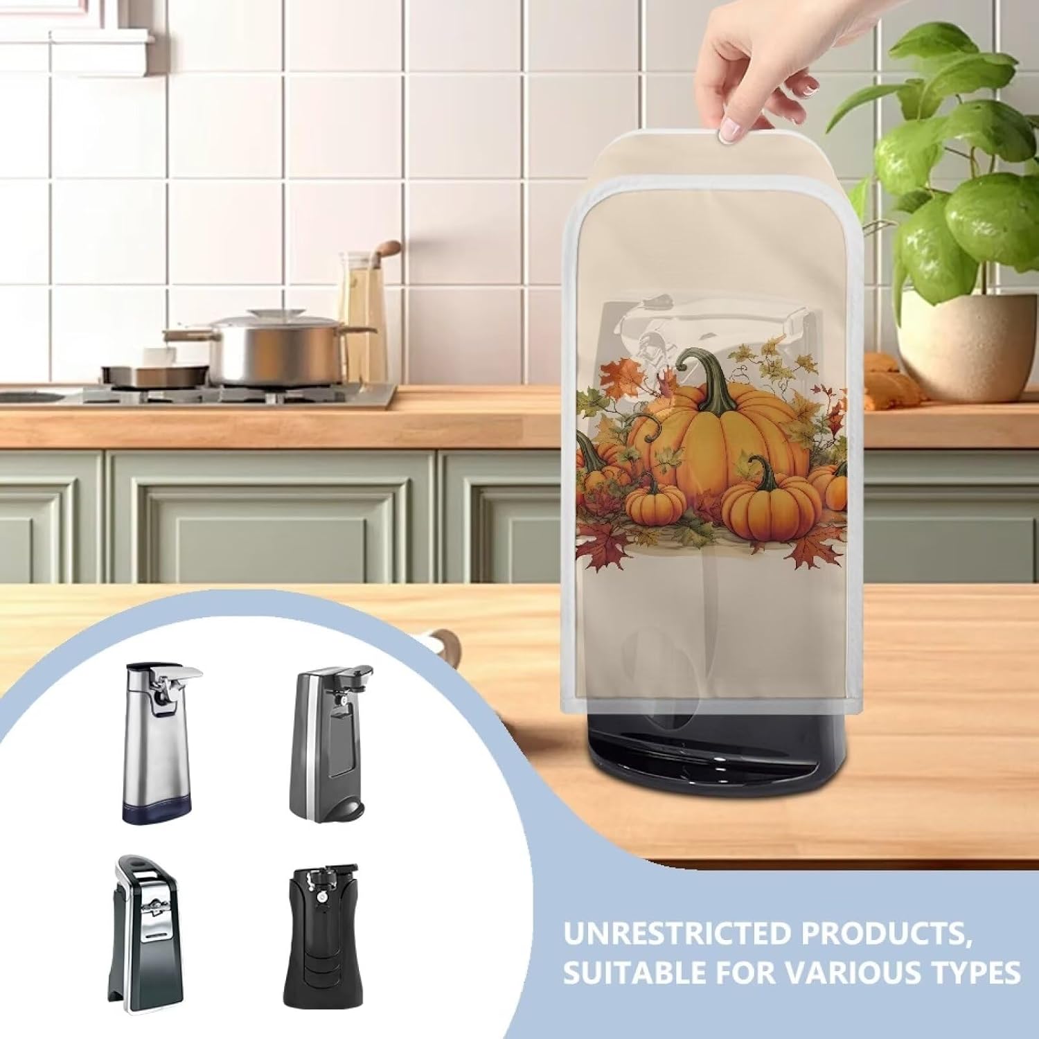Fall Classic Maple and Pumpkins Square Can Opener Cover Home Decor Electric Can Opener Dust Cover Kitchen Appliance Cover Waterproof and Scratch Resistant Thanksgiving Decor