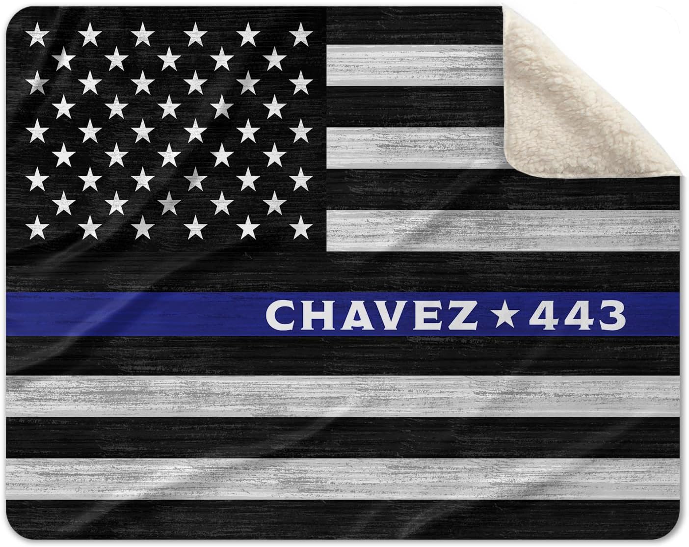 Pretty Perfect Studio Custom Thin Blue Line Fleece Blanket Personalized Law Enforcement Police Officer Gift 60"x80"