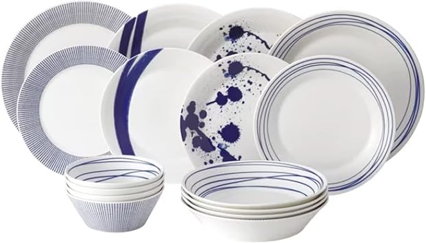 Royal Doulton 1815 Pacific Mixed Patterns 16 Pc Dinnerware Set