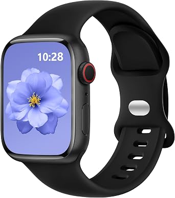 DaQin Soft Silicone Band Compatible with Apple Watch Straps 44mm - Breathable Sport Band Compatible with Apple Watch Series 11 Strap/for iWatch Straps 45mm 44mm 46mm 49mm Series 10 9 8 7 6 5 4, Black