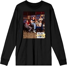 Boy Meets World Topanga, Cory, Shawn, Eric, and Jack in a Library Men's Black Long Sleeve Tee