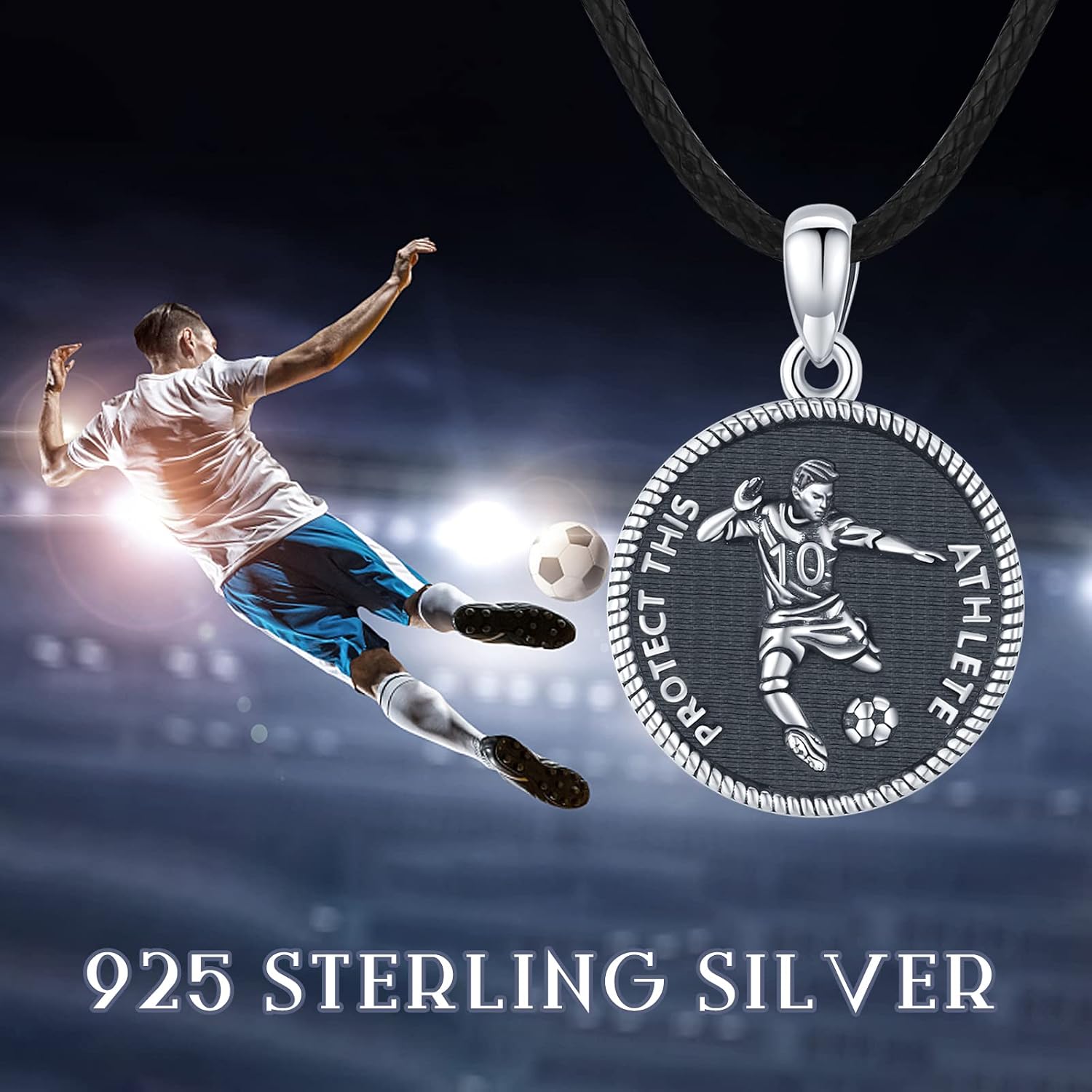 Number 10 Soccer Necklace Pendant Sterling Silver Protect This Athlete Necklace by Pendent Sports Number Necklaces for s Soccer Mother's Day Soccer Jewelry Gifts for Men Women Father's Day