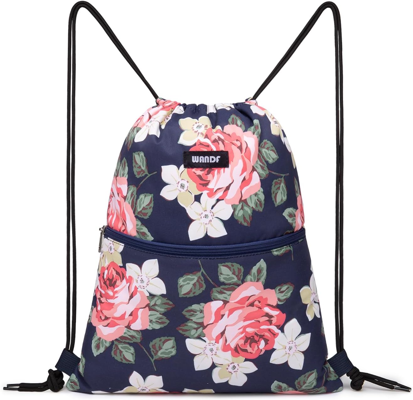 Drawstring Backpack String Bag Sackpack Cinch Water Resistant Nylon for Gym Shopping Sport Yoga (Peony)