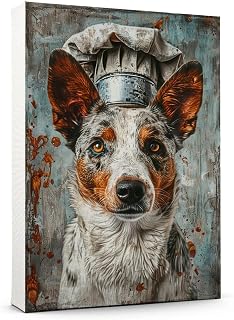 Thuan Store Australian Cattle Dog Canvas Wall Art, Australian Cattle Dog Poster Print Kitchen Wall Art, Kitchen Animal Pictures Wall Decor For Dining Room