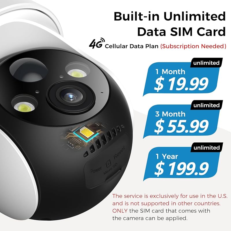 Socheerfull 4G LTE Cellular Solar Security Camera – Works without Wi-Fi