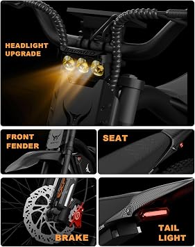 BIGNIU Electric Dirt Bike, Electric Bike for Adults with 5000W Peak Motor, 60V 32Ah Battery, 19x2.1 Fat Tires, Off-Road Ebike Removable Battery, E Bike for Teens, Ebike City Riding