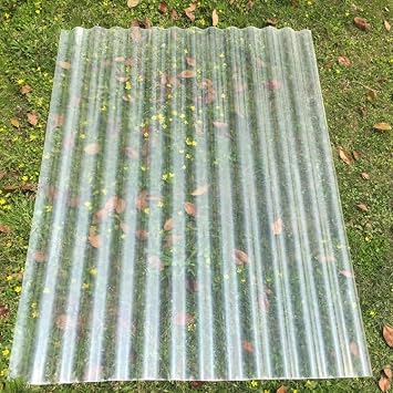 Corrugated Roofing Sheet,2mm 5pcs Transparent Sunshine Board,Impact Resistance Fiberglass, Anti-UV Transparent Rainproof Board,for Replacing Greenhouse, For Garage ,Carport And Greenhouse35*31in