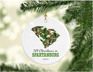 Our First Christmas Ornament Spartanburg SC Ornaments Gifts Souvenir Bulk for Kids Family Friend Coworker 2025