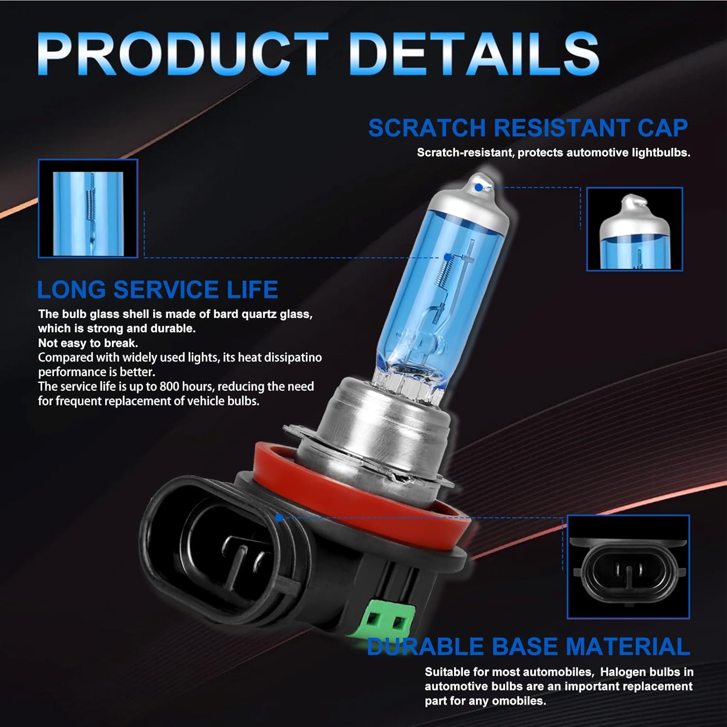 Fit for Ford Focus 2012-2018 High Performance Halogen Headlight Bulbs,H1 High Beam + H11 Low Beam Headlamp Replacement Bulbs Kit, Plug and Play,Pack of 4