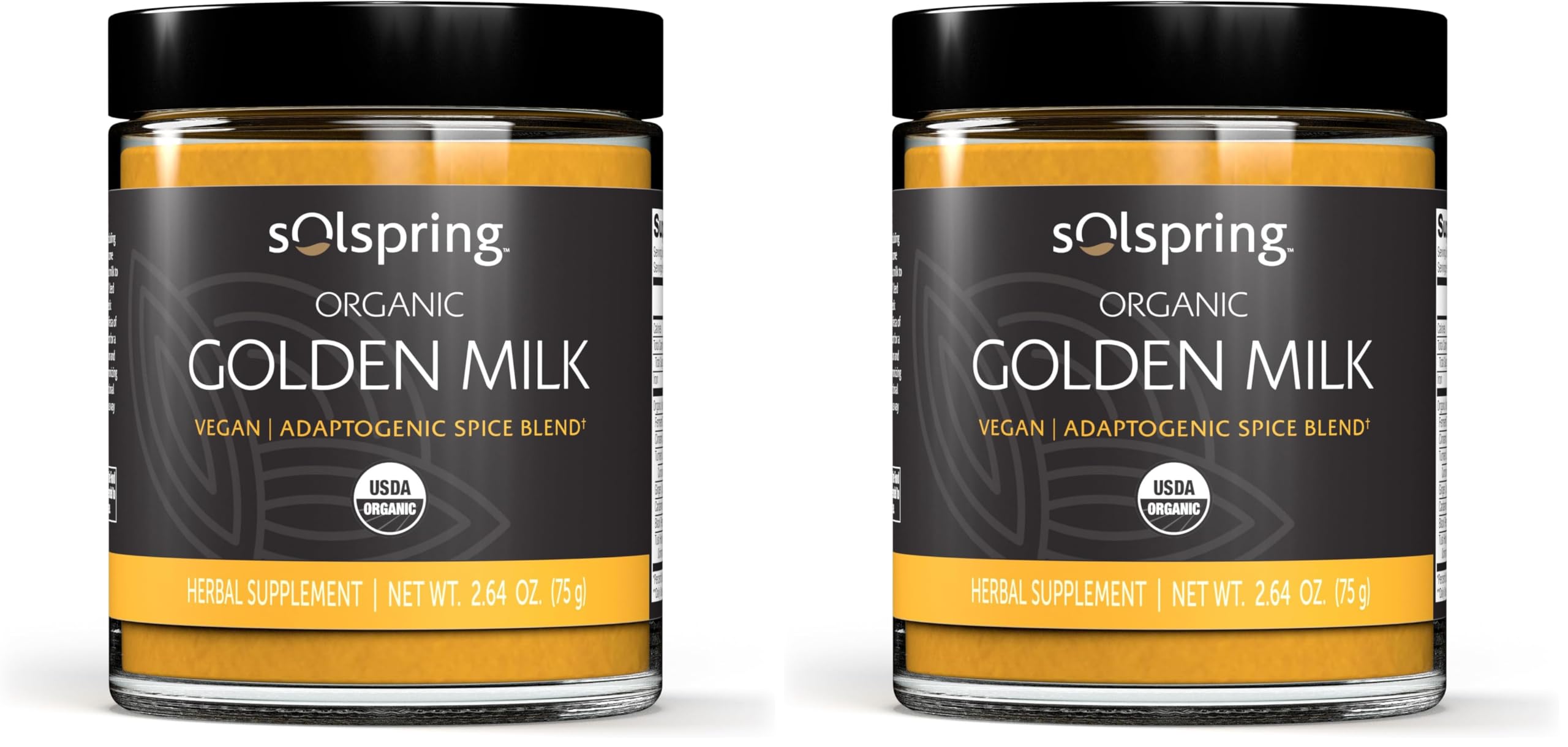 Dr. Mercola Solspring Organic Golden Milk Herbal Supplement, 2.64 Oz. (75 g), Vegan Spice Blend with Turmeric & Ginger, Non GMO, Gluten Free, Soy Free, USDA Organic (Pack of 2) 2.64 Ounce (Pack of 2)