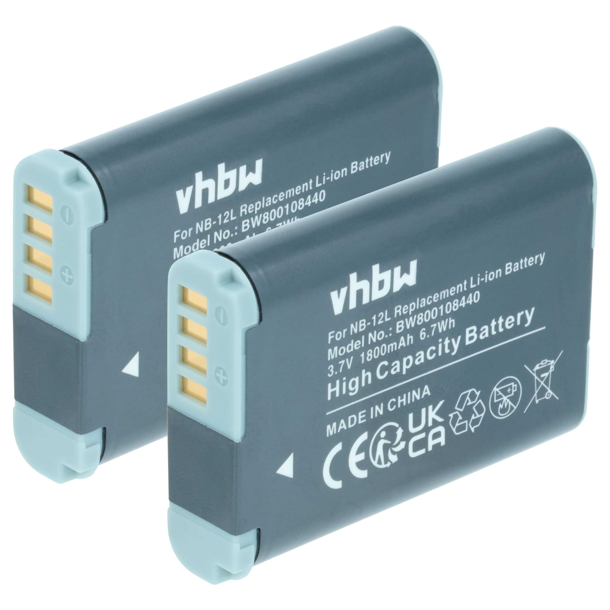 vhbw 2X Akku Ersatz für Canon NB-12L