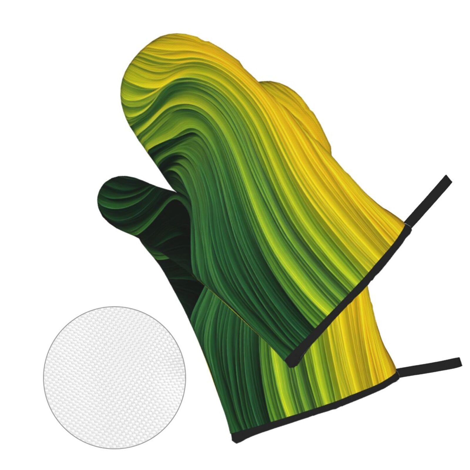 guanti barbecue Strisce Verde Chiaro guanti forno,resistenti al calore, antiscivolo, spessa e sicura Cucina al barbecue