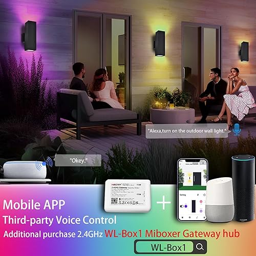 Miniatura 3 de Luces de pared para exteriores, luces LED RGB del anochecer al amanecer, IP56 de aluminio negro antioxidante, impermeable, montaje de pared para la