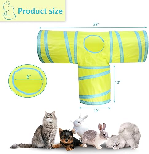 Vista 24 de Túnel para gatos, tubo plegable con 1 pelota de juego, túneles de gato de 3 vías para gatos de interior, cachorros, gatitos, gatitos, conejo