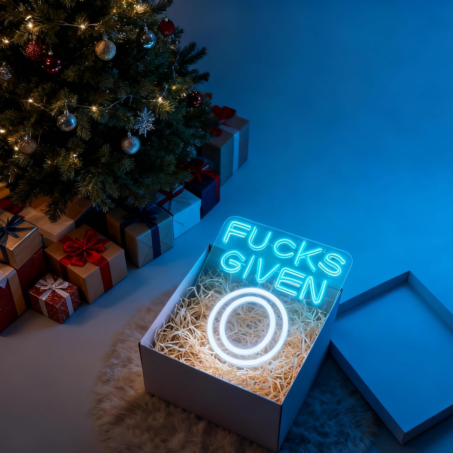 I Don't Care At All Theme Neon Sign, Dimmable USB Powered Neon Light Wall Table Decor for Bedroom Living Room