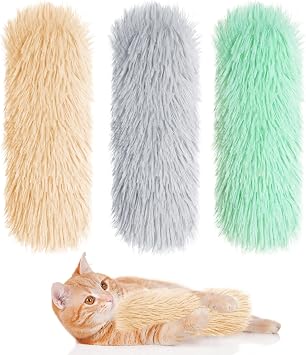 Nydotd 3pcs Cat Toys Cat Pillows, Catnip Toys Interactive Cat Kicker Toy Soft and Durable Plush Fabric Kick Sticks Chasing Chewing Filled Chew for Puppy Kitty Exercise Gray, Beige, Grass Green