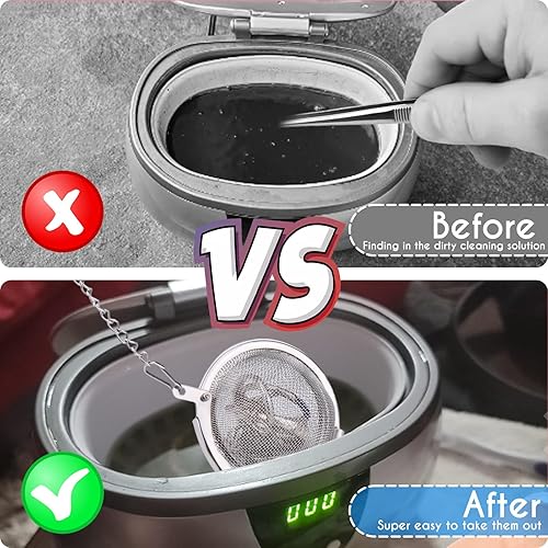 Miniatura 2 de AIERSA Cesta de limpieza ultrasónica, cesta de acero inoxidable de 2 piezas para limpiador ultrasónico de joyas, piezas pequeñas y solución de
